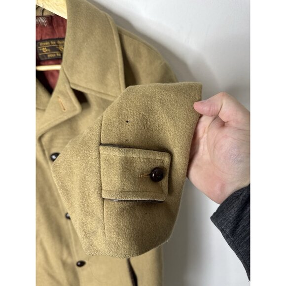 Vintage HBC The Bay 70s Wool Car Coat 42 Camel Western Yoke Made in Canada - Picture 2 of 10